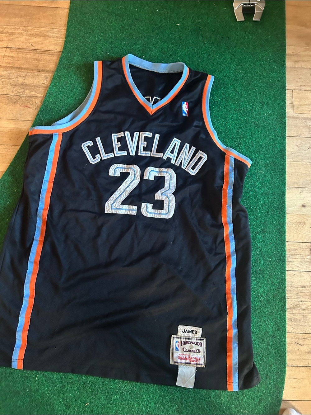 LeBron James Cleveland 23 Jersey in Black with Orange and Light Blue Trim